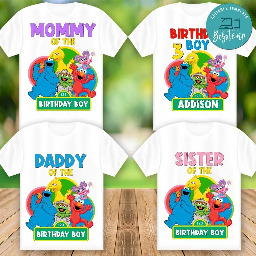 Printable Sesame Street Birthday Shirt For Family Templates Diy