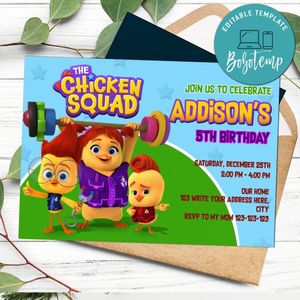 Chicken Squad Invitation Customizable Template Instant Download