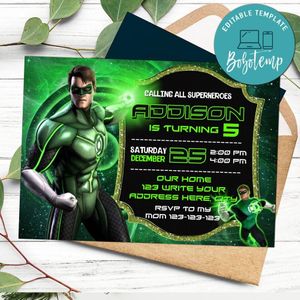 Linterna verde Invitation Customizable Template Instant Download