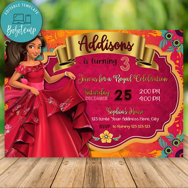 Editable Elena Of Avalor Birthday Invitation Instant Downlod | Bobotemp Shop