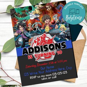 Bakugan Invitation Customizable Template Instant Download