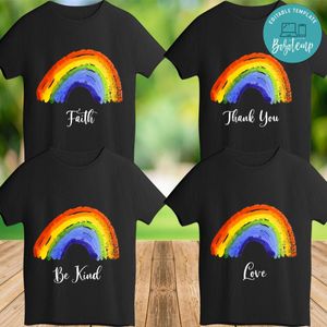 Rainbow thank you faith love be kind hope believe Shirts PNG files Printable Instant Download