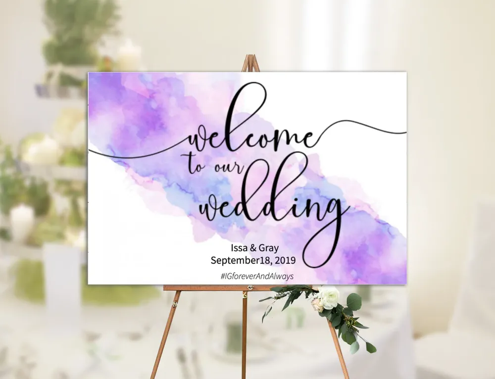 Purple Watercolor Wedding Reception Card Diy Bobotemp