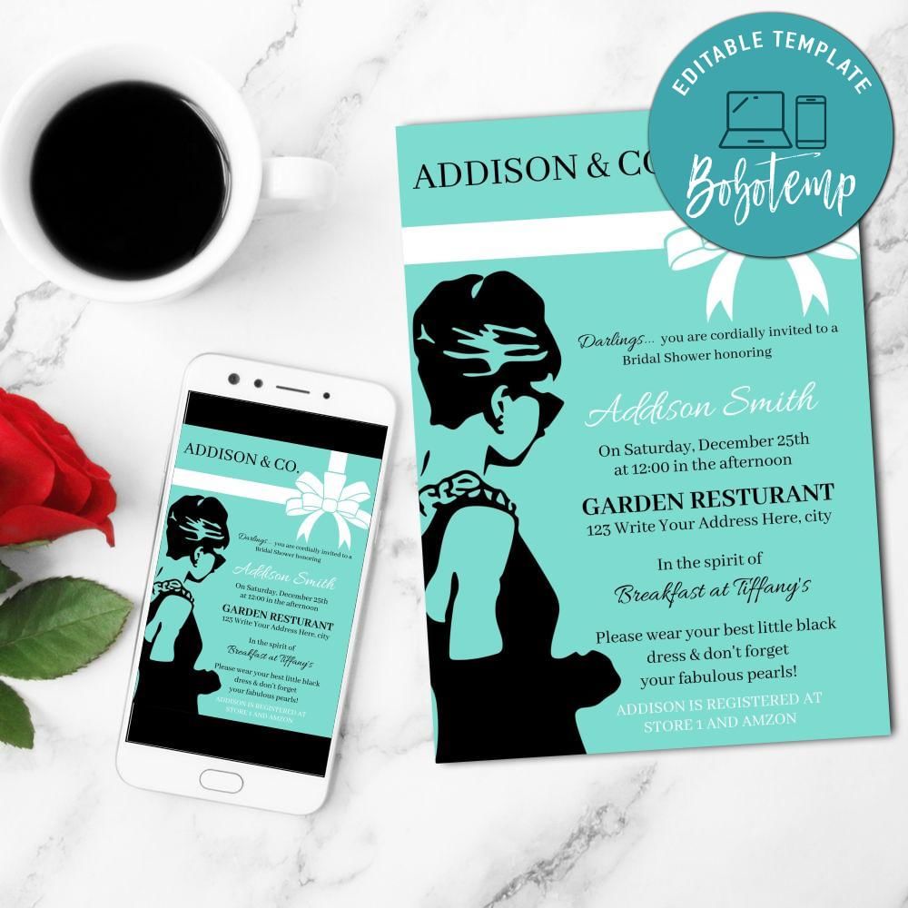 Editable Bridal Shower Invitation Template - Instantly Customize | Bobotemp, image size:1000x1000