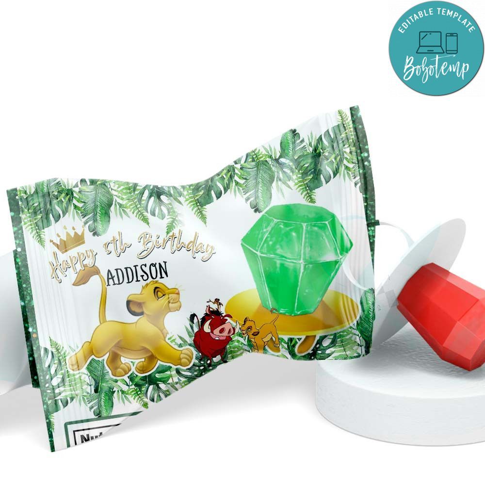 Lion King Ring Pop Birthday Labels Digital File Printable Instant Download