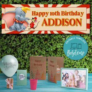 Dumbo Birthday Banner Printable Instant Download