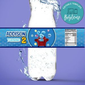 Blues clues Water Bottle Label Template to Print at Home Instant Download