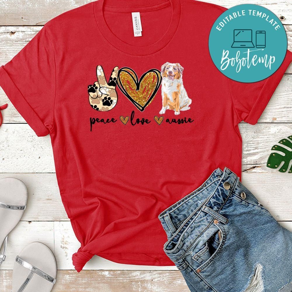 Peace love Aussie Australian Shepherd PNG file template