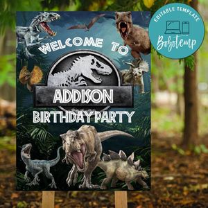 Jurassic world Birthday Welcome Sign Digital File Printable Instant Download