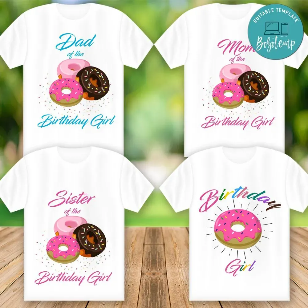 Donut Family Birthday Matching Iron On Transfer Shirt Template