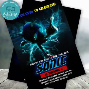 Editable Speed On Over Sonic Invitation Instant Download
