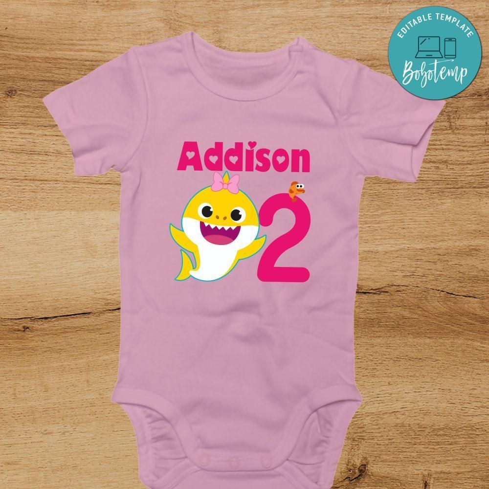 Girl Baby Shark 2nd Birthday PNG file template
