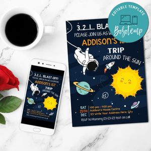 Astronaut Invitation Customizable Template Instant Download