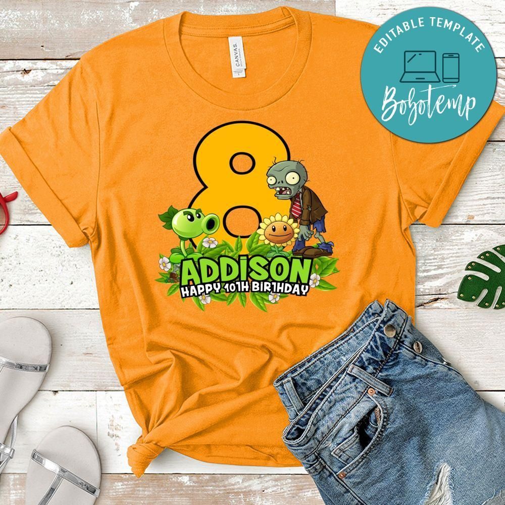 Custom Plants vs Zombies Birthday Shirt for Kid
