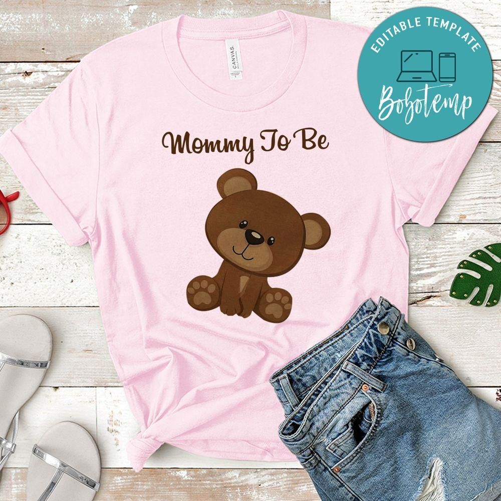 Teddy bear Mommy to be baby shower PNG file template