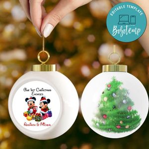 Our First Christmas Engaged Ornament - Mickey & Minnie Engaged Christmas Ball Ornament