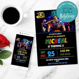 Dragon Ball Heroes Birthday Flyer Customizable Template Instant Download