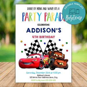 Printable Disney Drive by Birthday Flyer Instant Download