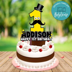 Mr. One Birthday Cake Topper Template Printable Instant Download