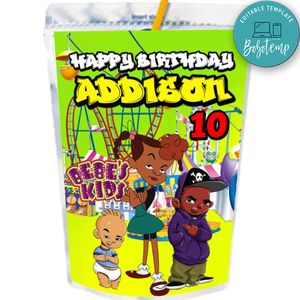 Bebe's Kid Capri Sun Birthday Labels Digital File Printable Instant Download