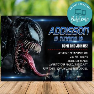 Printable Venom Birthday Flyer Instant Download
