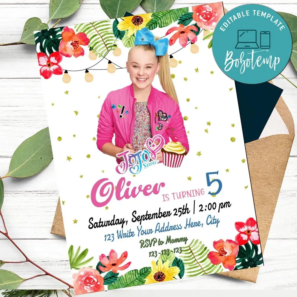 Aloha Jojo Siwa Birthday Invitation Printable DIY | Bobotemp