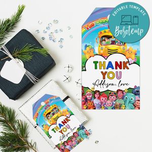 Printable Cocomelon The Wheel On The Bus Favor Tag Instant Download