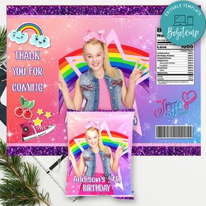 Jojo Siwa Birthday Chip Bag Digital File Instant Download