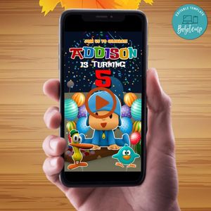 Pocoyo Video Invitation Digital Template Customizable Instant Download