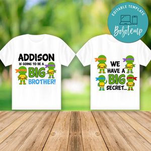 Ninja Turtle I'm Going To be A Big Brother Iron On Transfer Shirt Template Instant Download