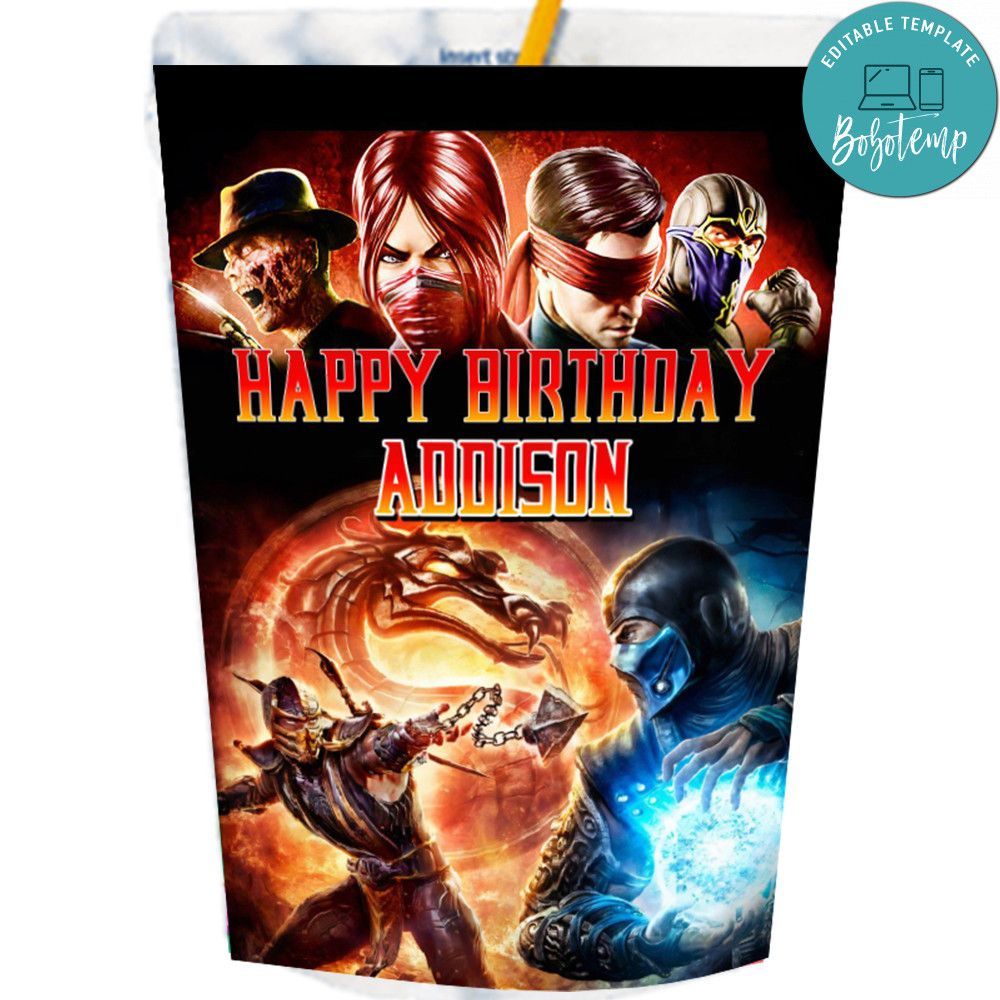 Mortal kombat Capri Sun Labels Digital File Printable Instant Download