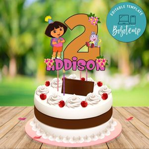 Dora Birthday Cake Topper Template Printable Instant Download