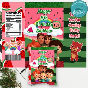 Cocomelon Chip Bag Digital File Printable Instant Download