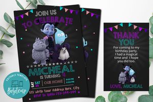 Vampirina Party Halloween Birthday Invitation And Free Thank You Card