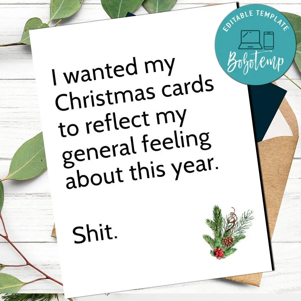 Funny Christmas Card for friends or family to print at h | Bobotemp