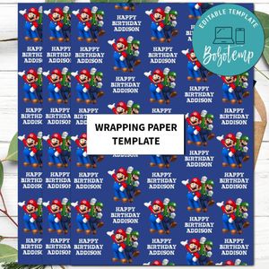 Super Mario Wrapping Paper Template to Print at Home Instant Download