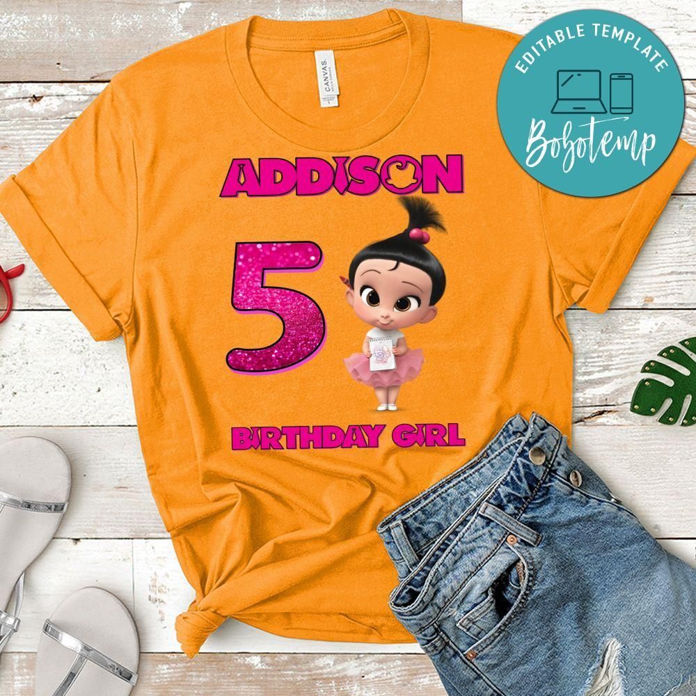 Custom Girl Baby Boss Birthday Shirt for Girl