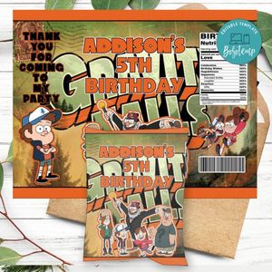 Gravity Falls Birthday Chip Bag Digital File Printable Instant Download