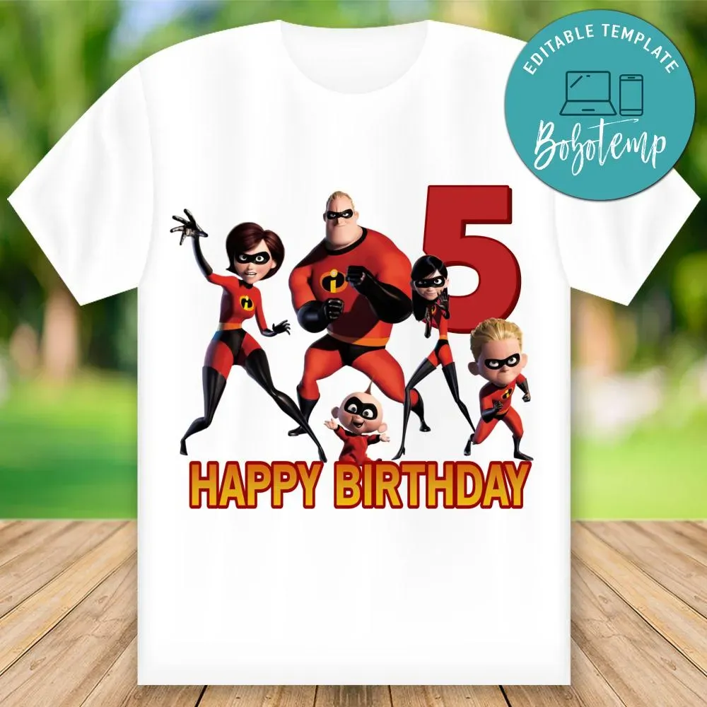 Incredibles 2 Happy Birthday Shirt Png File Instant Download