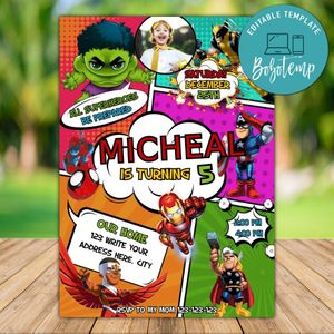 Printable Avengers Comics Invitation Template With Photo Instant Download