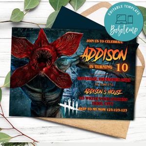 Dead by daylight demogorgon Invitation Template to Print at Home Instant Download