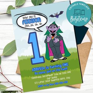Count Von Count Birthday Flyer Printable Instant Download
