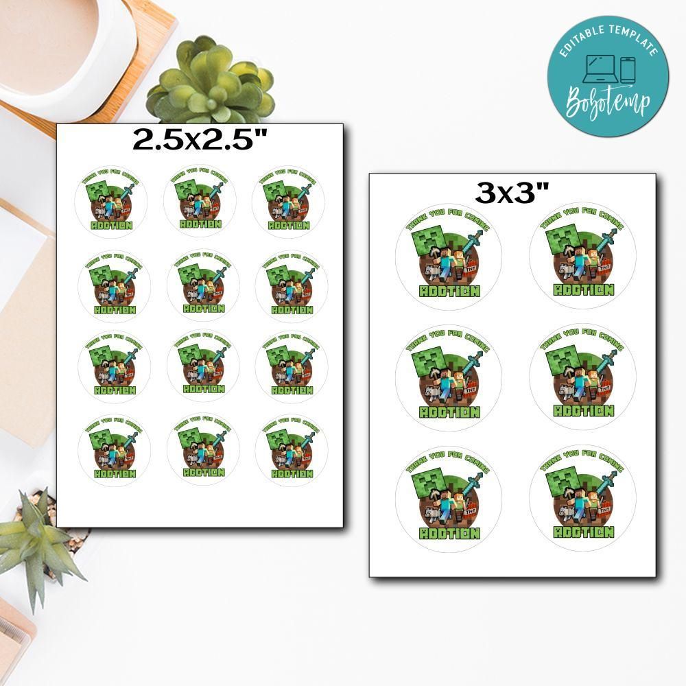 Customized Minecraft Printed Happy Birthday Sticker Sheets