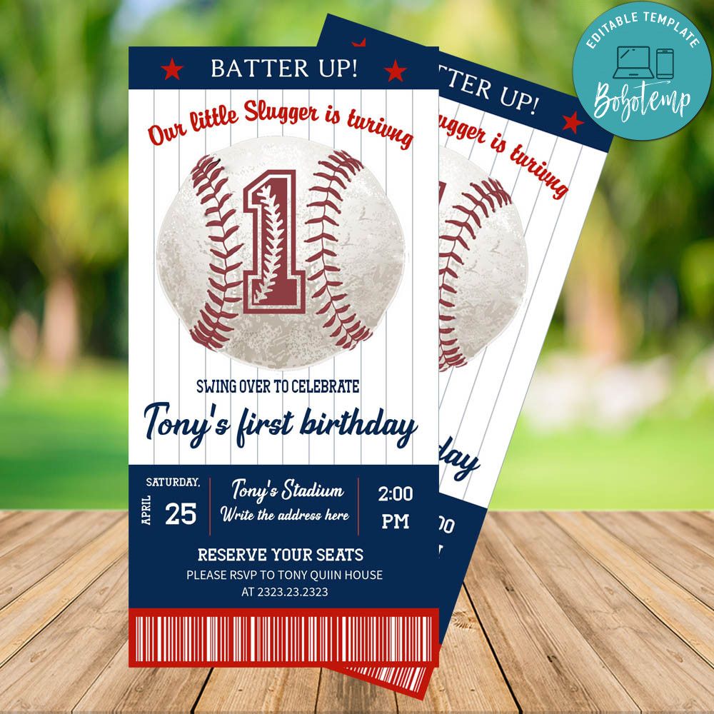 Editable Baseball Ticket Birthday Invitations Instant Download Createpartylabels