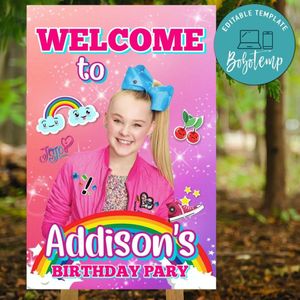 Jojo Siwa Birthday Welcome Sign Digital File Printable Instant Download