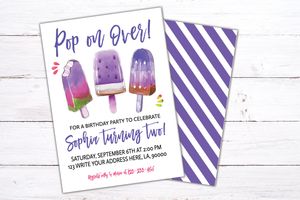Pop on Over Birthday Invitation - Ice Cream Party Birthday