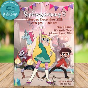 Editable Star vs The Forces of Evil Birthday Invitation