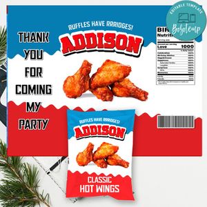 Hot wing Chip Bag Digital File Printable Instant Download