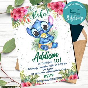 Stitch Digital Invitation Customizable Template Instant Download