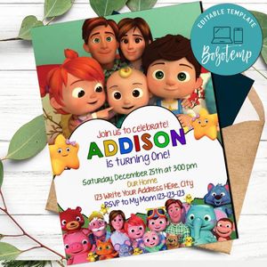 Editable Cocomelon Party Invites Instant Download